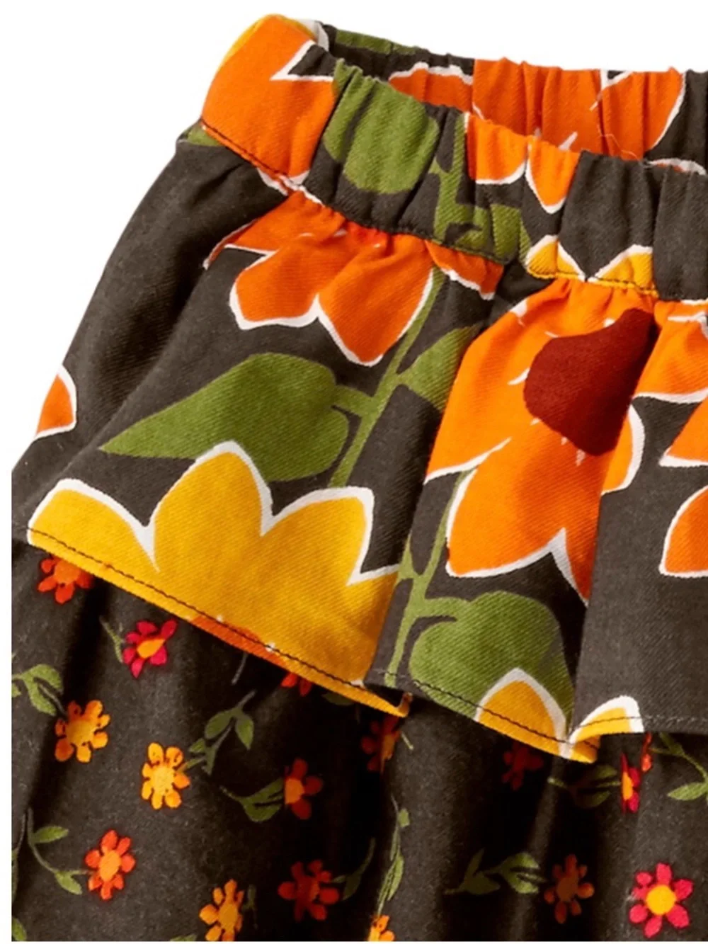 Gymboree Orange and Yellow Floral Tiered Ruffle Skirt